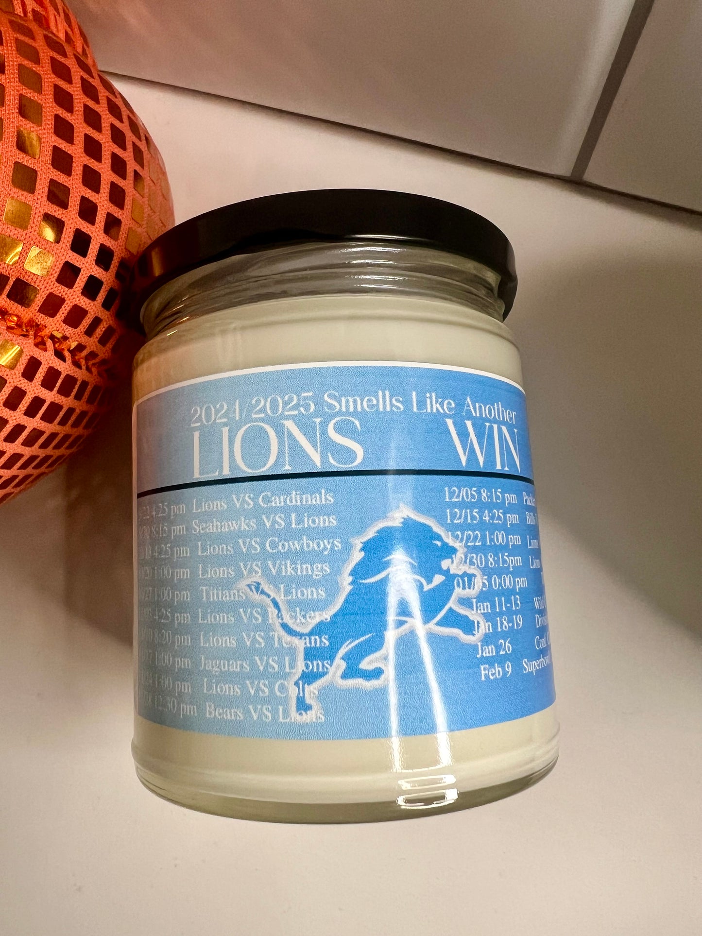 Detroit Lions Win Soy Candle l Sport Candle l NFL Candle l Detroit l Soy Wax l